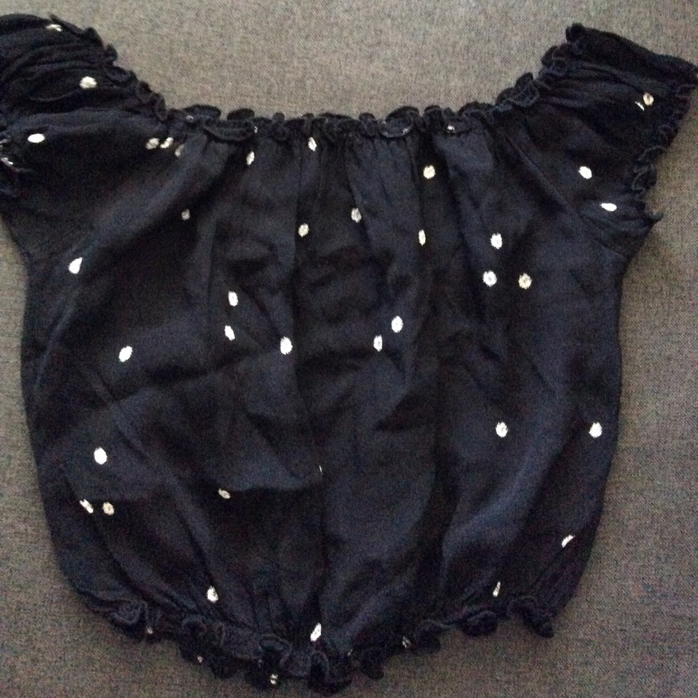 John Galt Black Floral off the shoulder crop top